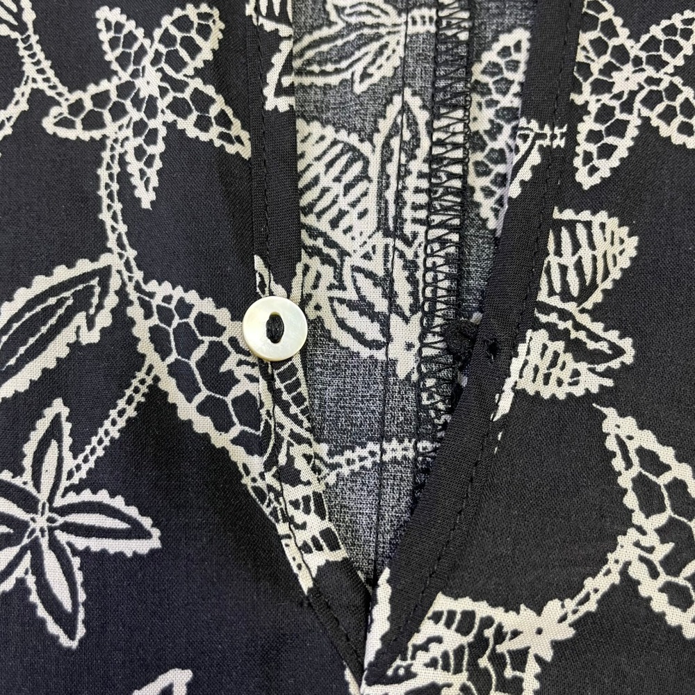 NEW HM Black White Floral Lace Print Button Front Mini Dress L Puff Sleeve - Picture 8 of 15